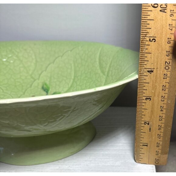CarltonWare Bowl Handpainted Green Cabbage Flower Leaf 11" Australian Vintage - Picture 8 of 9
